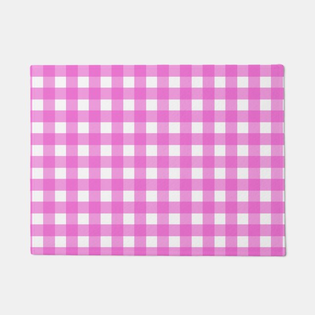 Roze gingham deurmat (Voorkant)