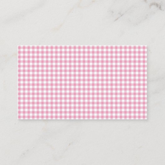 roze gingham diaper raffinage informatiekaartje (Achterkant)