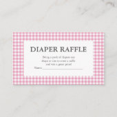 roze gingham diaper raffinage informatiekaartje (Voorkant)