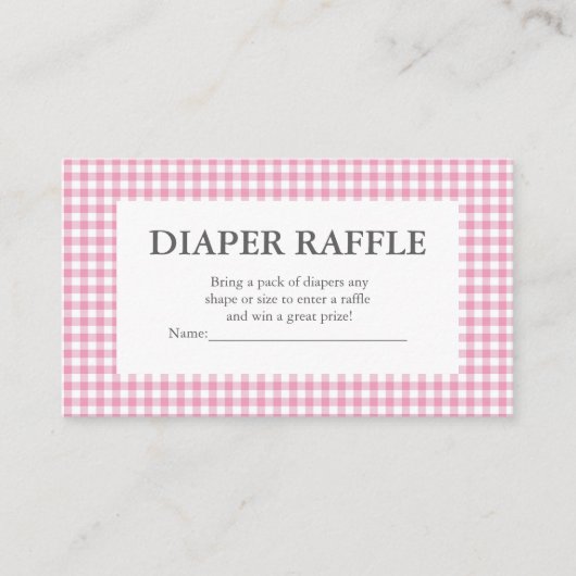 roze gingham diaper raffinage informatiekaartje (Voorkant)