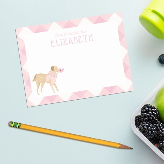 Roze Gingham Dog met Bow Kinder aangepaste lunchbo Post-it® Notes