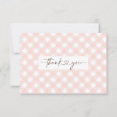 Roze Gingham douche dank u kaart (Voorkant)