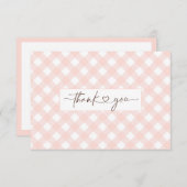 Roze Gingham douche dank u kaart (Voorkant / Achterkant)