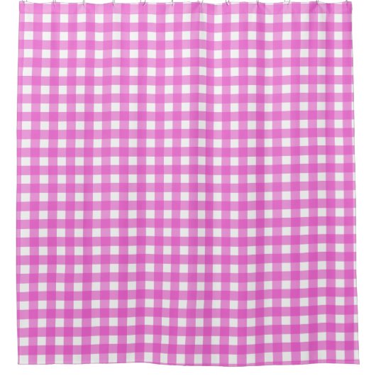 Roze gingham douchegordijn (Voorkant)