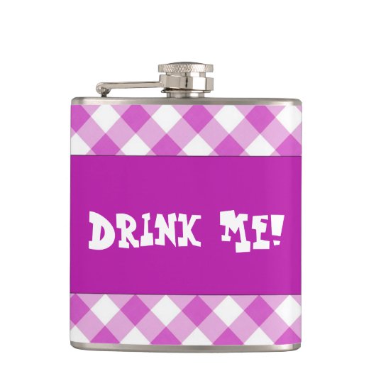  Roze Gingham Drink Me Flask Heupfles (Voorkant)