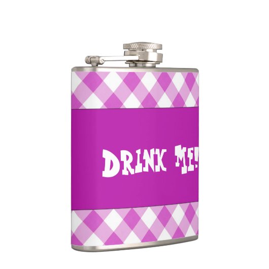  Roze Gingham Drink Me Flask Heupfles (Rechts)