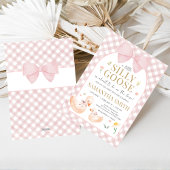 Roze Gingham Dwaze Gans Baby Shower Kaart
