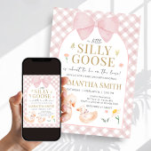 Roze Gingham Dwaze Gans Baby Shower Kaart