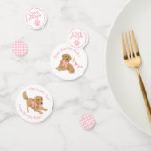 Roze Gingham Een gouden jaar Puppy Verjaardagstafe Confetti (Groep)