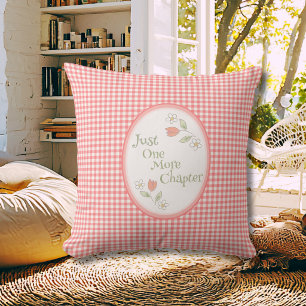 Roze Gingham "Eén hoofdstuk maar" Leeshoek Kussen