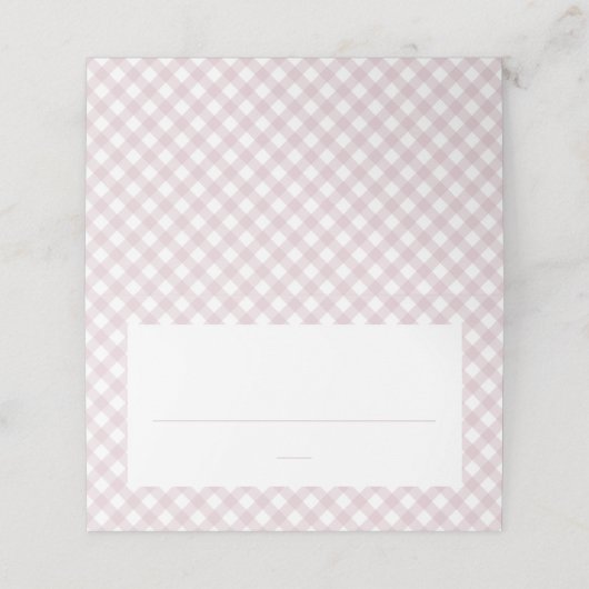 Roze gingham eenvoudig schattig meisje baby shower plaatskaartje (Buitenkant ongevouwen)