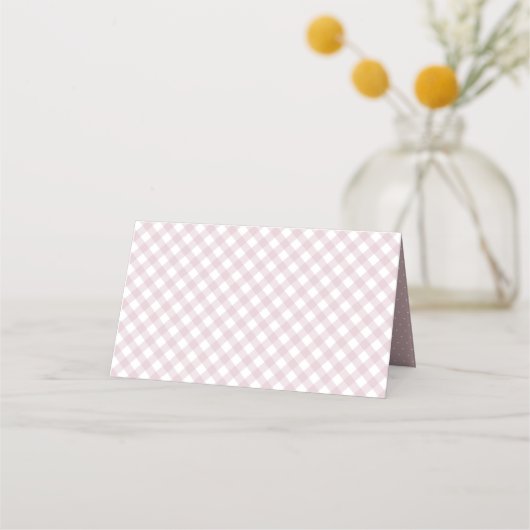 Roze gingham eenvoudig schattig meisje baby shower plaatskaartje (Achterkant)