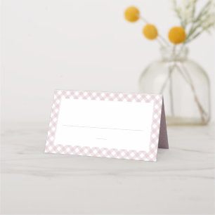 Roze gingham eenvoudig schattig meisje baby shower plaatskaartje