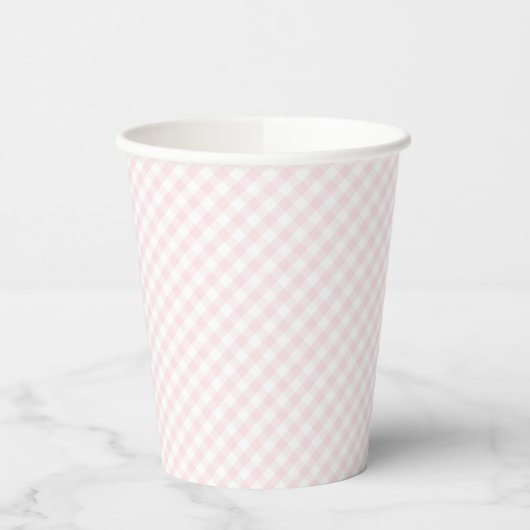 Roze gingham eenvoudige baby showers papieren beke papieren bekers (Links)