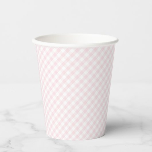 Roze gingham eenvoudige baby showers papieren beke papieren bekers (Voorkant)