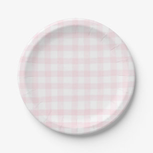 Roze gingham eenvoudige kleine geruite borden papieren bordje