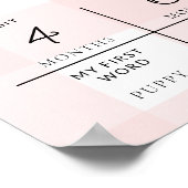 Roze Gingham Eerste Verjaardag Foto Milestone Poster (Hoek)