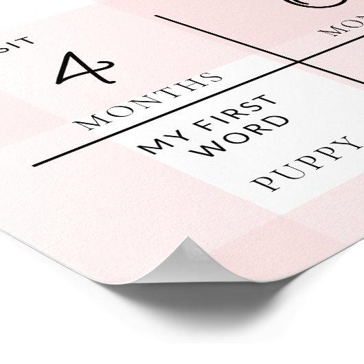 Roze Gingham Eerste Verjaardag Foto Milestone Poster (Hoek)