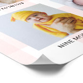 Roze Gingham Eerste Verjaardag Foto Tijdlijn Poster (Hoek)