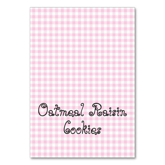 Roze Gingham Eetkaarten Kaart (Voorkant)