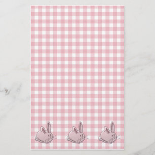 roze gingham en bunnies briefpapier