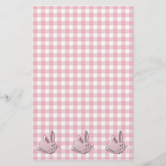 roze gingham en bunnies briefpapier (Voorkant)