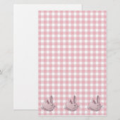 roze gingham en bunnies briefpapier (Voorkant / Achterkant)
