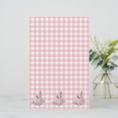 roze gingham en bunnies briefpapier (Staand voorkant)