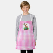 Roze Gingham en overal print Pasen Konijn Schort (Gedragen)