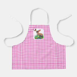 Roze Gingham en overal print Pasen Konijn Schort