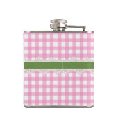 Roze Gingham en Roos maatkolf Heupfles (Achterkant)