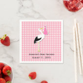 Roze Gingham en Stork Baby shower Papieren servett Servet (Insitu)