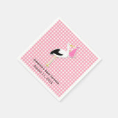 Roze Gingham en Stork Baby shower Papieren servett Servet (Hoek)