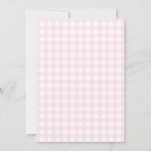 Roze Gingham en Strik Baby Shower Meisje Kaart (Achterkant)