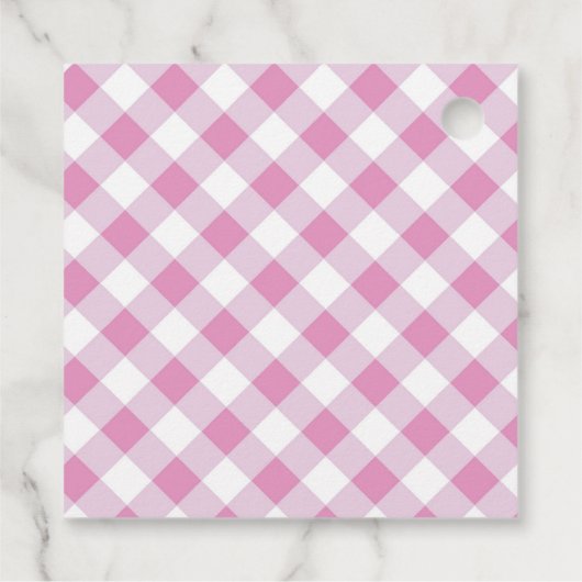 Roze Gingham en Witte Pompoen Dankjewel Bedankjes Labels (Achterkant)