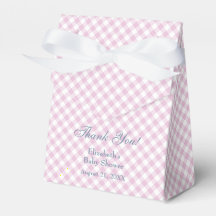 Roze Gingham Favor Box voor Baby Shower