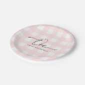 Roze Gingham First Birthday Paper Borden Papieren Bordje (Gekanteld)