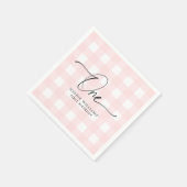 Roze Gingham First Birthday Paper Napkin Servet (Hoek)