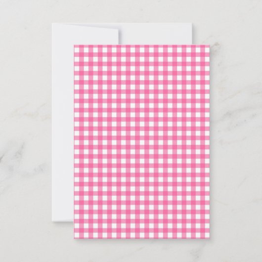 Roze Gingham Flat Card (Voorkant)