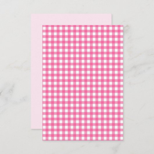 Roze Gingham Flat Card (Voorkant / Achterkant)