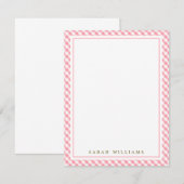 Roze Gingham Flat Dank je wel Kaart (Voorkant / Achterkant)
