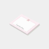 Roze Gingham Floral geschulpte rand gepersonalisee Post-it® Notes (Schuin)