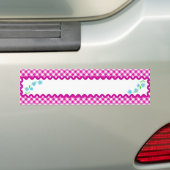 Roze Gingham & Flowers Background Bumpersticker (Op auto)