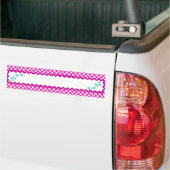 Roze Gingham & Flowers Background Bumpersticker (Op Truck)