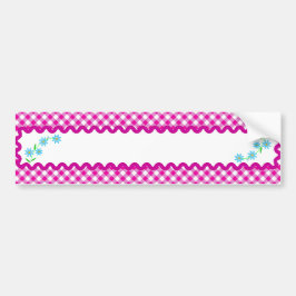 Roze Gingham & Flowers Background Bumpersticker