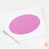 Roze Gingham & Flowers Background Oval Sticker (Envelop)