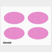 Roze Gingham & Flowers Background Oval Sticker (Vel)