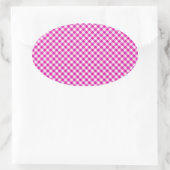 Roze Gingham & Flowers Background Oval Sticker (Tas)
