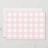 Roze Gingham Foto Baptisme Invitation Kaart (Achterkant)