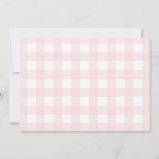 Roze Gingham Foto Baptisme Invitation Kaart (Achterkant)